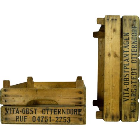 2er Set Dunkle Kirschsteige 54x42x22cm Holzsteige Holzkiste Vintage Obstschale (1/5)