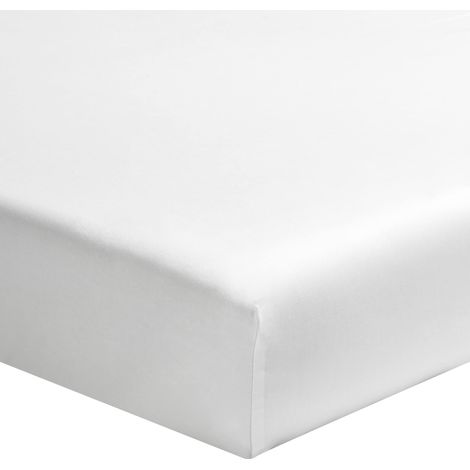 Drap housse blanc 100% satin de coton bonnet 30 cm 90x190 cm (1/2)