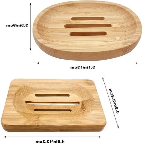 4er-Set Seifenschalen aus Holz für Badezimmer Seifenschale aus natürlichem Bambus Seifenschale Für Dusche Badezimmer Küchenspüle Quadratisch Rund (1/4)