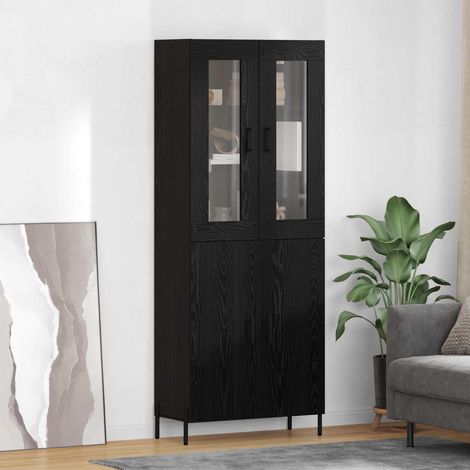 Highboard Schwarz Eichen-Optik 69,5 x 34 x 180 cm Holzwerkstoff