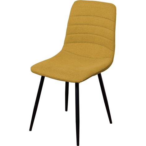 DI.MO Sedia Livia Tessuto Senape con Gambe in Metallo Nero 45x52,5x88 cm Design Moderno (1/3)