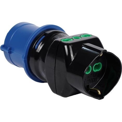 FANTON 78090-E Adattatore industriale, spina 2P+T 16A 200-250V 6h IP44, 2 prese bipasso italiane 2P+T 16A, 1 presa bipasso italo/tedesca 2P+T 16A