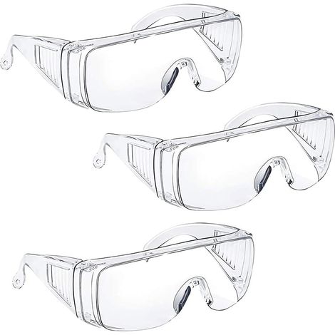 Lot de 3 Lunettes de protection sur lunettes, anti-buée, résistant aux rayures, UV, polycarbonate, chantier, laboratoire, bricolage (1/5)