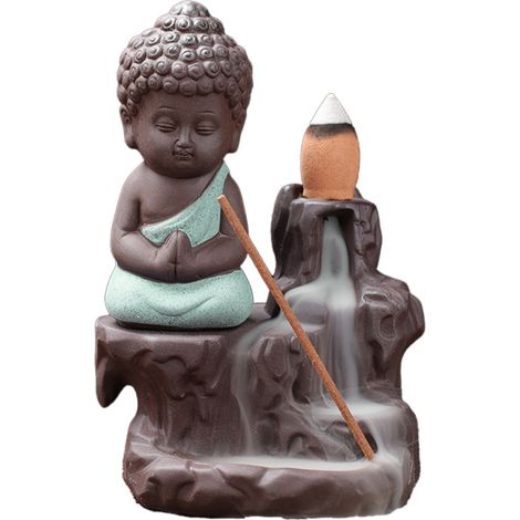 Brûleur d'Encens à Contre-Courant Relaxant en Sable Violet avec 30 Bâtons d'Encens pour Yoga et Bureau, Cascade d'Encens Apaisante Bleu Clair (1/5)