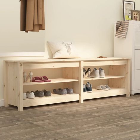 Schuhbank 160x36,5x50 cm Massivholz Kiefer - Holz Schuhschrank - Kiefernholzschoenbank - Schuhregal - Garderobe - Etagenwohnung