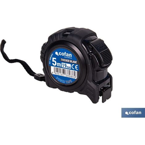 COFAN flexómetro hoja negra doble cara 19 mm x 5 m , Flexómetro de hoja negra adecuado para trabajos de precisión que ofrece durabilidad en todos los proyectos. Cuenta con una hoja (1/4)