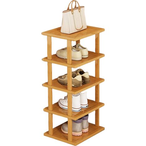 Schuhschränke & Schuhregale,5/7/8 Etagen vertikales Schuhregal, Holz schmales Schuhregal, kleiner Schuh-Organisator, platzsparendes Eck-Schuhregal, hoher Schuhturm, freistehendes Schuhregal für Eingan (1/5)