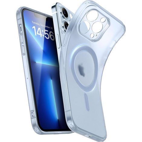 iPhone 13 Pro Hülle MagSafe Kompatibel Klar Silikon Dünn Stoßfest Mattblau (1/5)