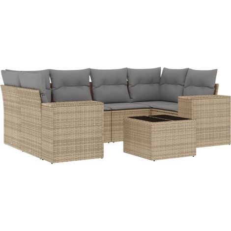 Maison Exclusive - Set sofás de jardín 7 piezas y cojines ratán s