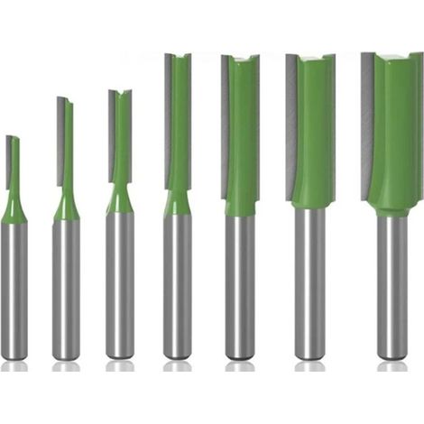 6mm Fraise défonceuse droite, 7 pièces Mèches de routeur droites Fraise à tranchants droits Jeu de mors droits Outils de travail du bois de fraise en bois de carburateur (1/5)
