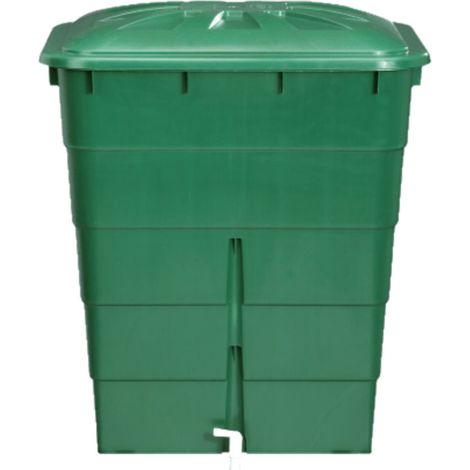 Graf – Cuve à eau rectangulaire 300L verte – couvercle et robinet PE inclus – Polyéthylène traité U.V. – Pour récupération d'eau de pluie