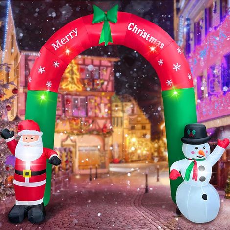 Altre decorazioni natalizie, decorazione natalizia gonfiabile da 8 piedi, arco di Natale con Babbo Natale, decorazioni natalizie autogonfiabili con luci LED per esterni (1/5)