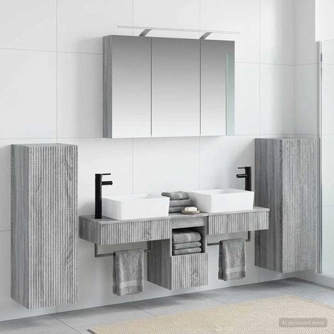 Ensemble de mobilier de salle de bain 6 pcs Sonoma gris vidaXL (1/5)