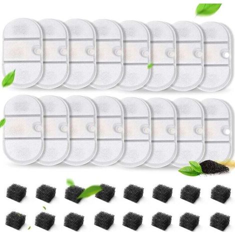 16er-Packung Katzenbrunnenfilter mit 8 Schwämmen, Ersatzfilter für 2,1-Liter-Trinkbrunnen PLWF002, Hunde-Wasserkapsel