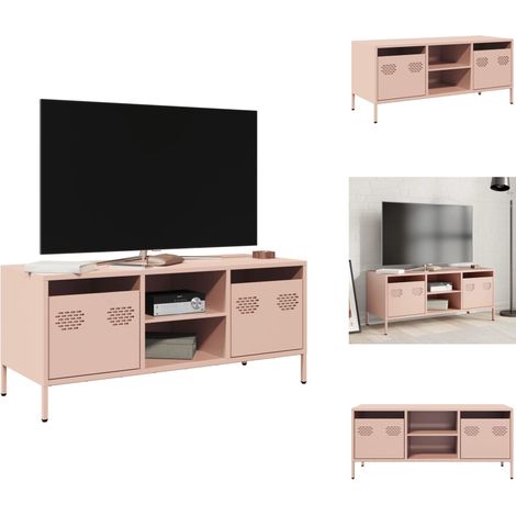 Meuble TV rose 101,5x39x43,5 cm acier laminé à froid - Meuble TV - Meubles TV - Support TV - Banc TV (1/5)