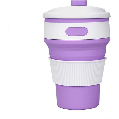 Faltbarer Kaffeebecher mit Deckel, wiederverwendbar und mikrowellengeeignet, faltbarer Becher, tragbarer Kaffeebecher, Reisebecher, Campingbecher, faltbare Reisebecher, 12