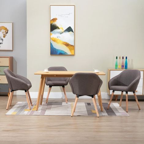 Lot de 4 Chaises de salle à manger - Chaises à dîner Taupe Tissu BV269403 - BonneVie (1/5)