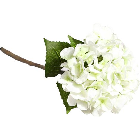 Bouquet D Hortensias Artificiels Soie Blanc Et Vert - Décoration Mariage Et Maison - Style Européen Réaliste - Lot De 1 (1/2)
