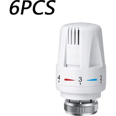 6er-Set Thermostat-Heizkörperventil, DOLASO Thermostat-Heizkörperkopf M30 x 1,5, Thermostat-Heizkörperventil für Zuhause und Büro, Heizkörper-Thermostat-Ersatz (1/5)