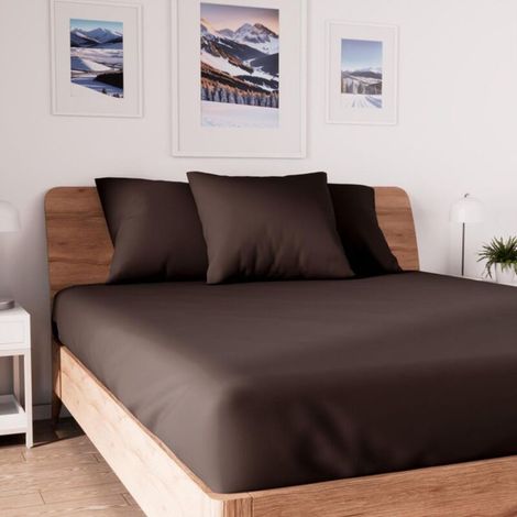 Drap housse en coton 120200 cm brun - - Drap housse - - Marron marron brun (1/4)