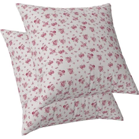 Housses de Coussin Florales pour canapé Rose Blush Rose Taies d'oreiller Florales Paquet de 2 Petite Fleur Housses de Coussin en Aspect Lin pour Jardin Décor de Ferme Oreillers carrés 60x60cm (1/5)