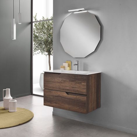 Mobile bagno sospeso moderno BORA base 2 cassetti 80 cm e lavabo TEK (1/5)