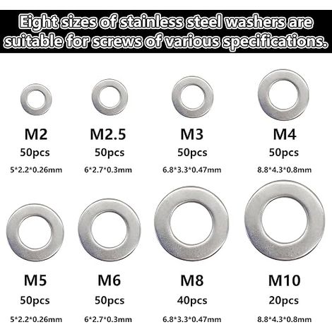 Rondelles Métal, Rondelles Plates Inox M2-M10, Kit Fixation (1/3)