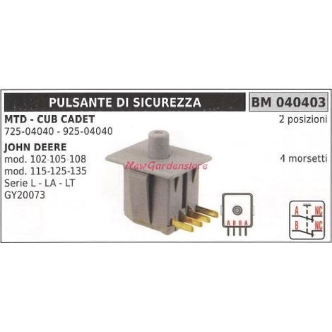 Botón del interruptor de seguridad MTD CUB CADET 725-04040 925-04040