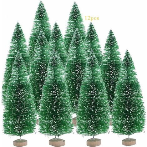 Sapin de Noël artificiel Sapin De Noël Mini Arbre De Noël Miniature Decoration Table Christmas Tree Pour Bricolage Chambre Intérieur (Vert Sapin De Noël, 8.5cm-12pcs) (1/5)