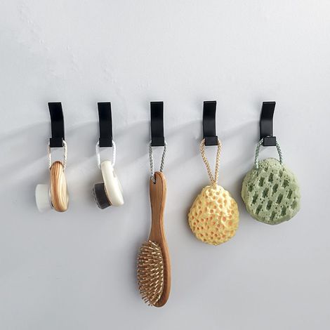 Set mit 5 selbstklebenden Haken, Doppelhaken für Badetücher, selbstklebender Wandhalter für Küche, Bad, Büro. (1/5)