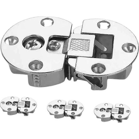 Housoutil Lot de 4 charnières invisibles réglables pour portes de placard, grand format, argentées (1/5)