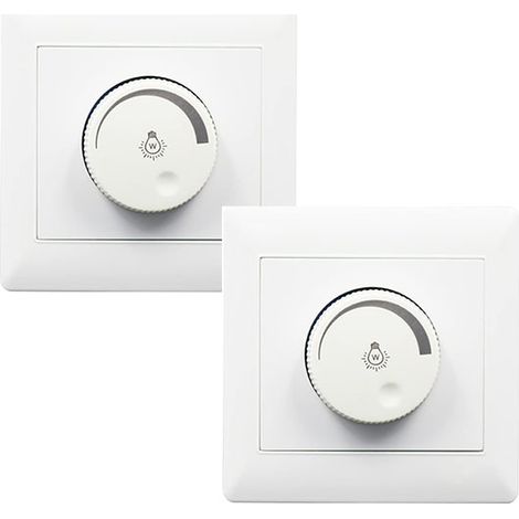 Variateur mural 2ps, panneau de contrôleur de lumière rotatif à bouton-AC180-265V-blanc (1/5)