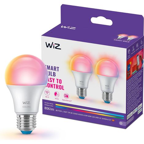 Ampoule LED connecté A60, Lumière multicolore, Pack de 2 (1/5)