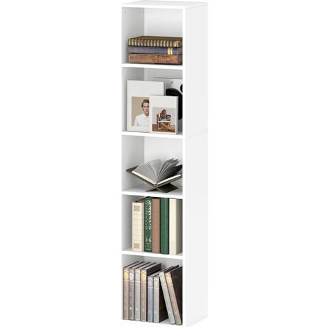 5-stöckiges Bücherregal mit verstellbaren Einlegeböden, weiß, 30 x 24 x 133,5 cm