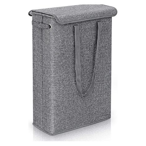 Wäschekorb mit Deckel, 45 l, großer Wäschekorb, atmungsaktiv, faltbar, großer Aufbewahrungskorb für Kleidung, Schlafzimmer (1/5)