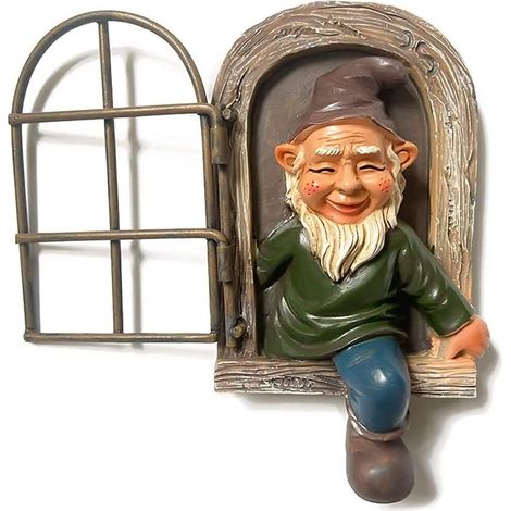 Décoratif de jardin Sculpture de Nain de Jardin, 3D résine Statue Ornements d'arbre, Accessoires de Jardinage de Statue de Figure Mignonne pour intérieur et extérieur,15 cm de Haut (1/5)