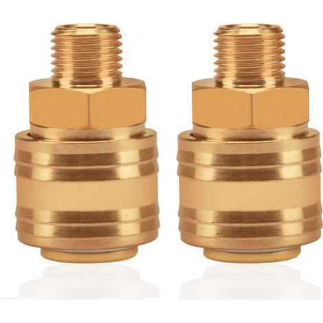 2pc couplage à air comprimé bouchon interne 1/4 "filetage extérieur laiton mâle 1/4 pouce bouchon de couplage douille de couplage connecteur de tuyau douille de soupape connecteur fileté (1/4)