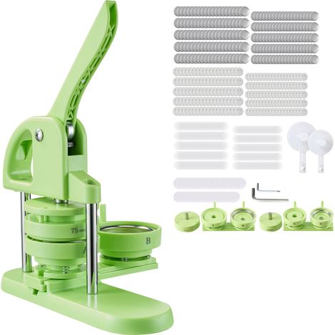 Mophorn Buttonmaschine Knopfmachermaschine Badge Punch Press 58/75 mm, Pinmaker mit 200 Knopfteilen, Kreisschneider, Zauberbuch und ergonomischem Griff, DIY Abzeichenpresse Grün (1/5)
