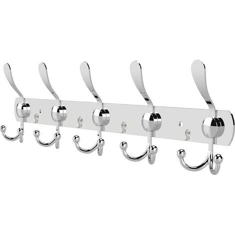 Fünfhaken-Wandhaken aus Edelstahl, ideal zum Aufhängen von Handtüchern, Mänteln, Hüten und anderer Kleidung an Türen.