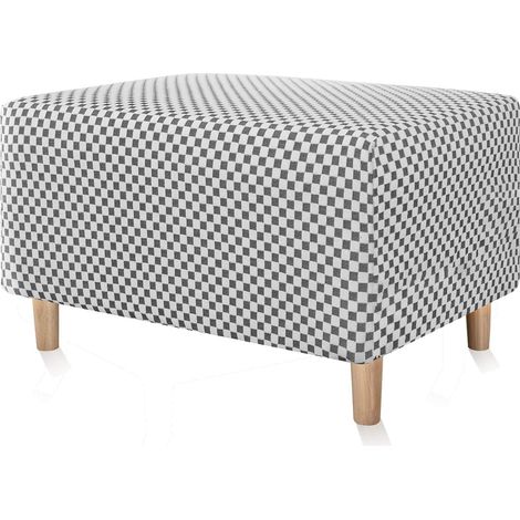 Ottoman footstool covers in stretch fabric with soft thick velvet fabric for living room, dining room, bathroom (grey, white, small) (1/5)