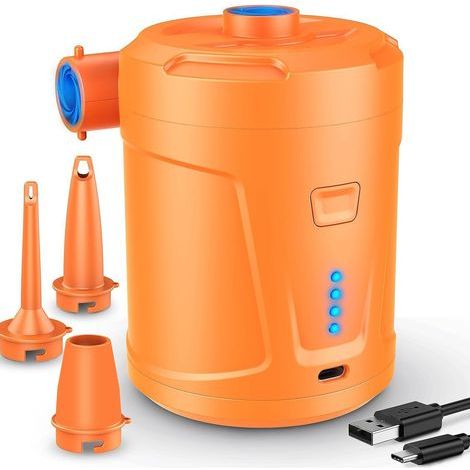 Electric Air Pump, 5200 mAh Rechargeable Battery, Inflatable Mattress Inflator with 3 Air Nozzles, Fast Inflator for Inflatable Boats (1/5)
