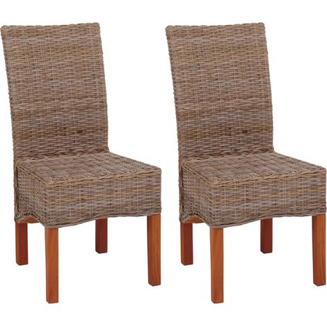 Set 2x sedie rattan kubu eleganti soggiorno sala pranzo M44 97x47x52cm senza cuscini