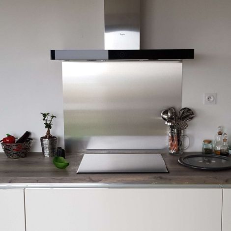 Crédence Composite Aspect Inox Brossé - Hauteur 70 cm x Largeur 50 cm (1/4)