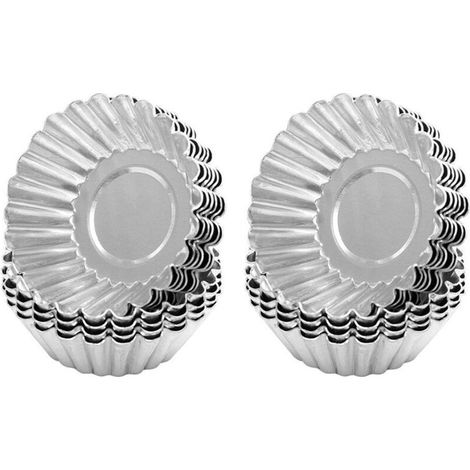Phefop Set of 30 Mini Aluminum Egg Tartlet Molds for Baking, Non-Stick Cupcakes with Reusable Baking Tools, Made of Aluminum (1/5)