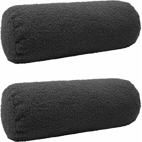 Cushion Cover 2 pcs HEERLEN Dark Grey Ø 15 x 40 cm Bouclé vidaXL