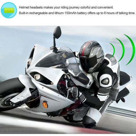 Casque de moto Bluetooth, écouteurs sans fil Bluetooth 5.0 avec double haut-parleurs stéréo, kit mains libres avec micro pour smartphones et appareils Bluetooth (1/5)