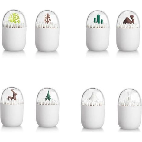 Contenitore per dischetti di cotone, organizer per cotton fioc, porta dischetti struccanti, porta cotton fioc bianco - Cotton fioc (1/5)