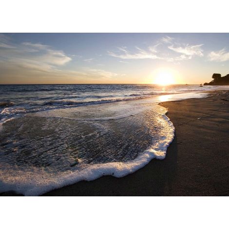 Tableau bord de mer coucher de soleil | Tableau salle de bain mer & plage | Tableau sur toile paysage pour déco salon et chambre - 0,7 x 0,5 m (1/2)