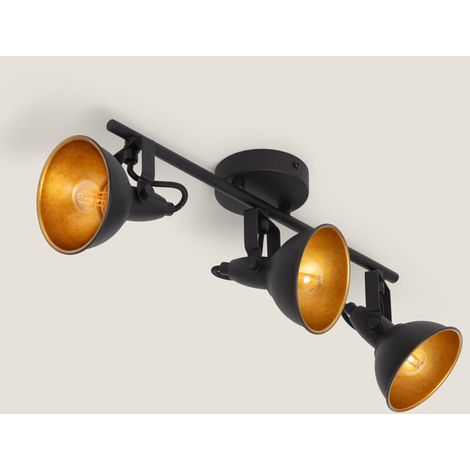 – Plafonnier orientable aluminium 3 spots noir – Douille E14 – Puissance max. 25W – Dimensions 470x120x245mm – Pour éclairage intérieur (1/5)