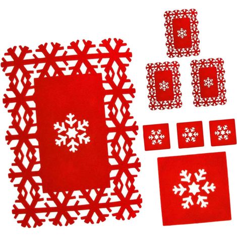 8pièces Set de Table Noël Dessous de Plat Isolant Thermique pour Tasses Bols Assiettes Bouteilles Protection Table Noël (1/5)